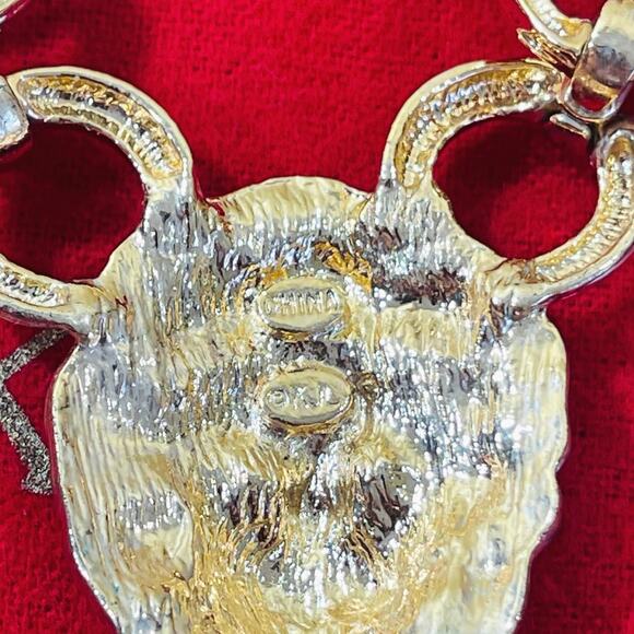 Vtg KJL Kenneth Jay Lane 22kgp Lion Head Necklace Door Knocker Gold Tone - Picture 11 of 14